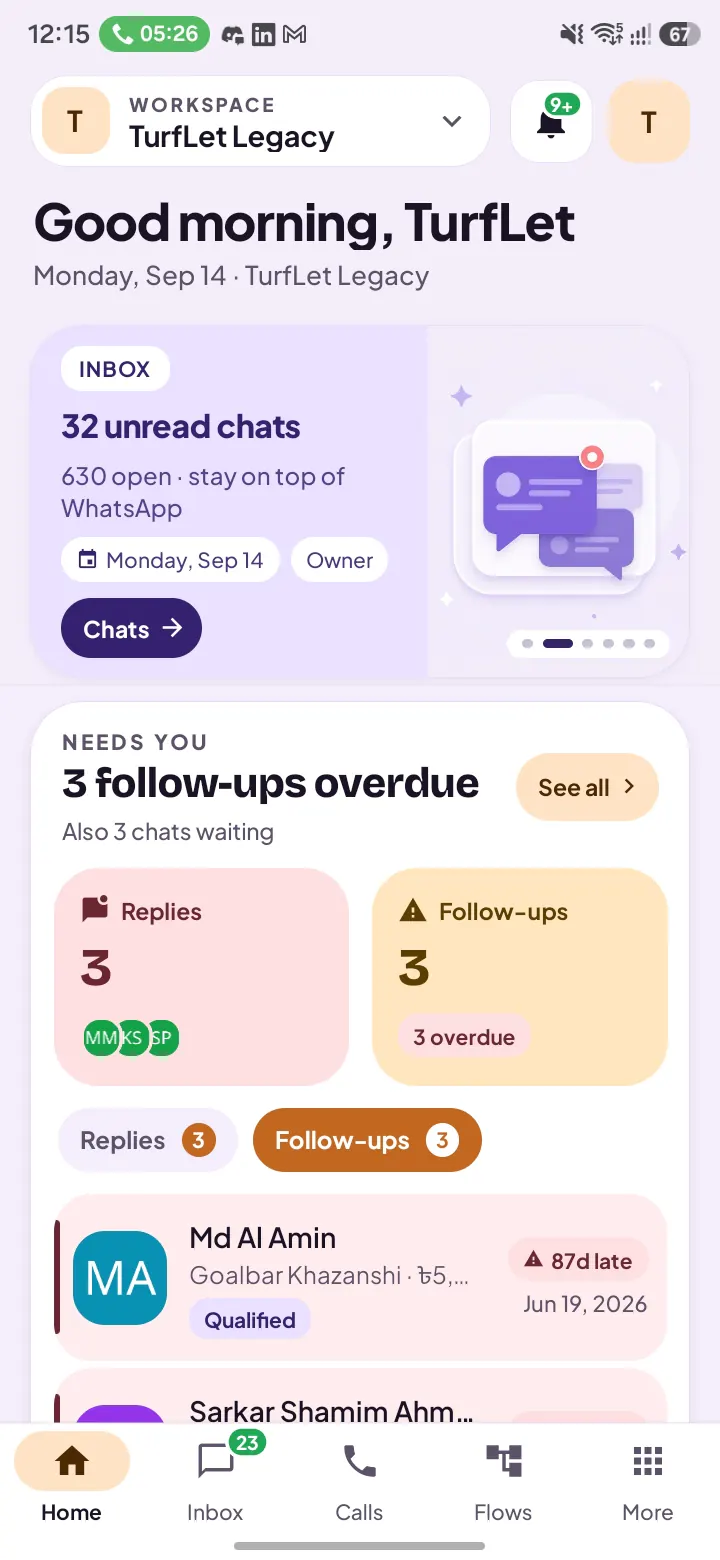 NextPilot Chat home dashboard on mobile