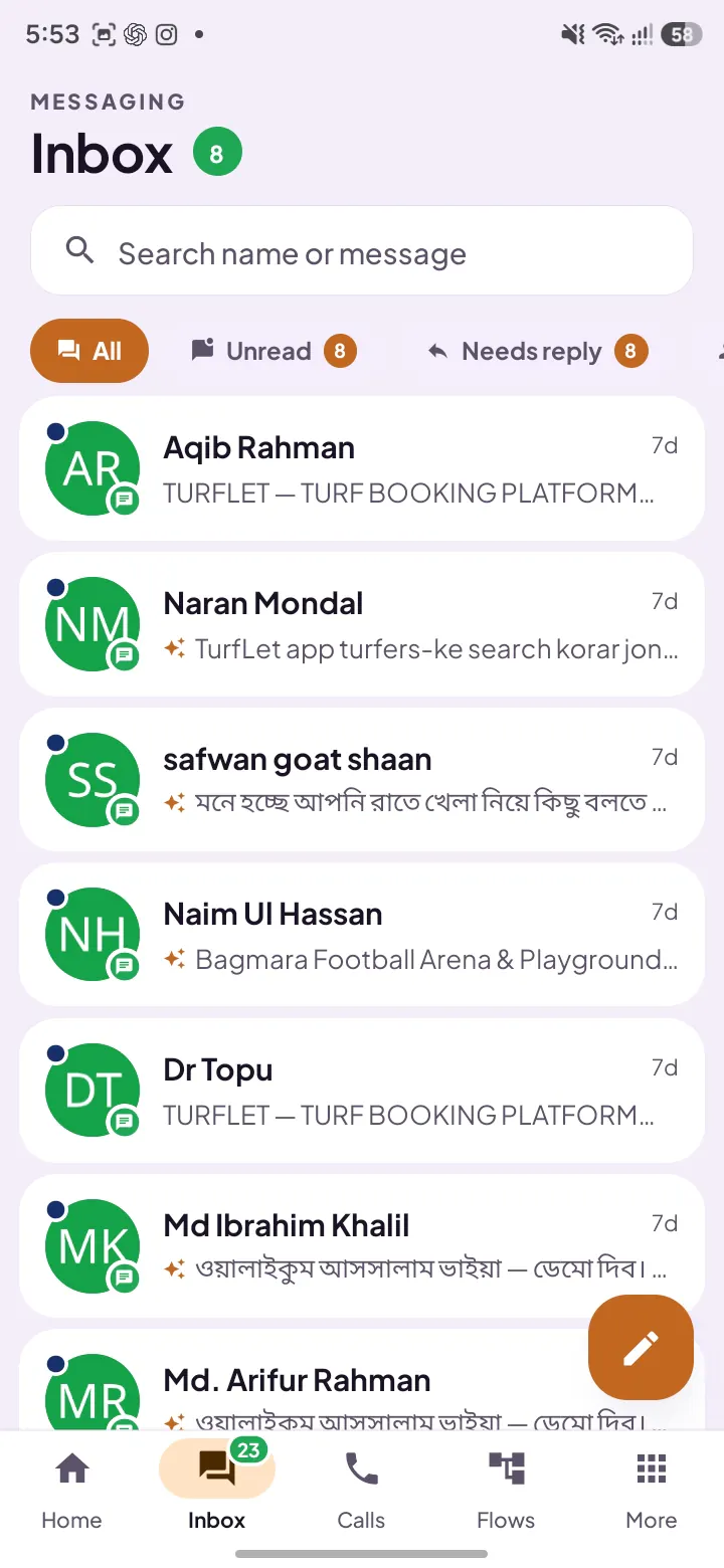 NextPilot shared inbox on mobile